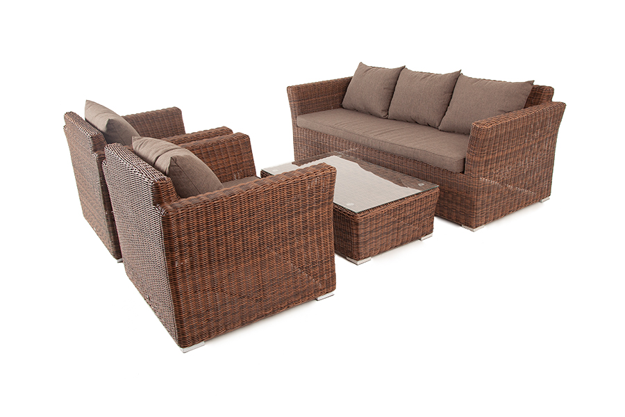 фото "капучино" лаунж-зона из искусственного ротанга, цвет коричневый