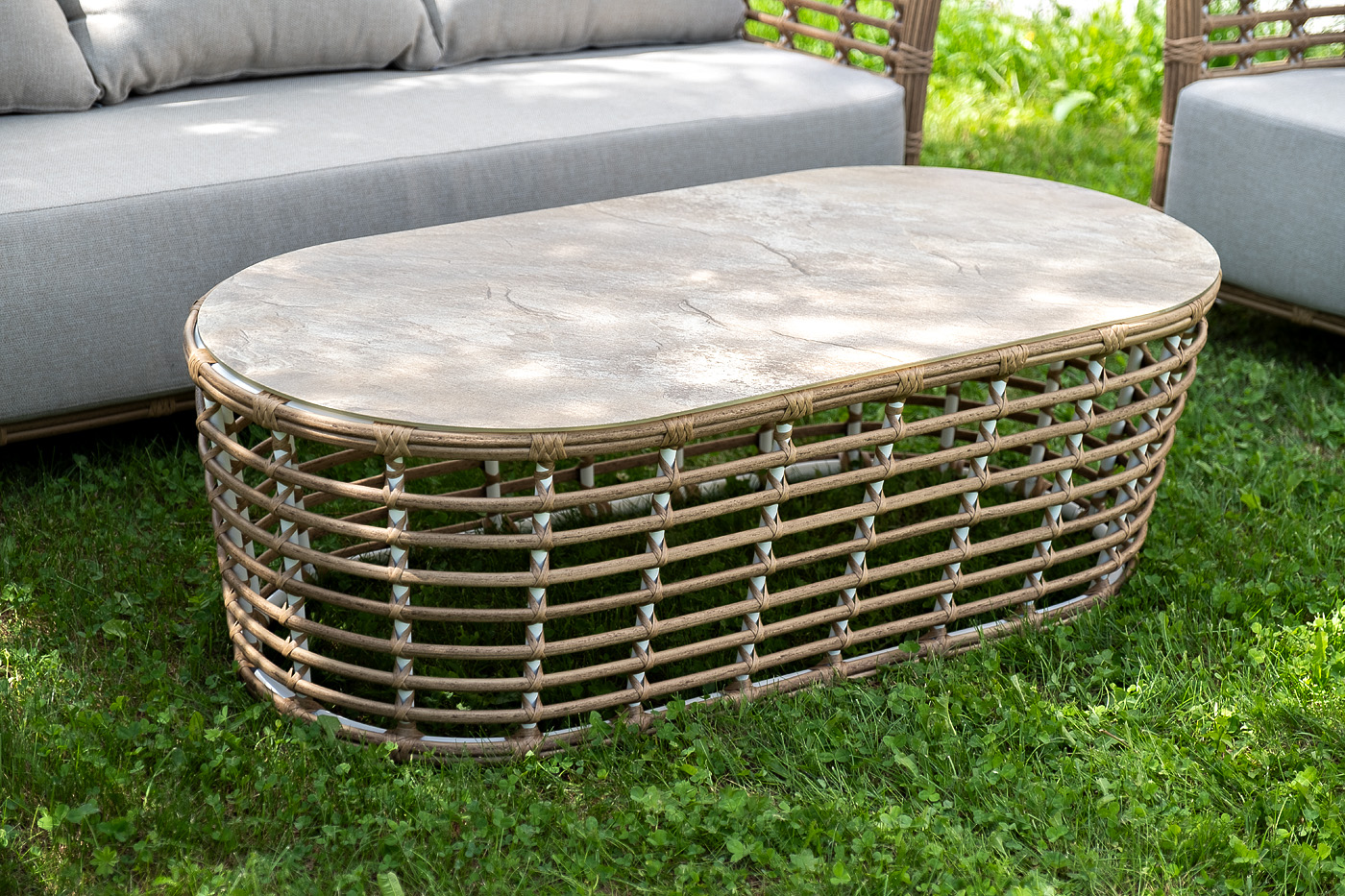 фото "валенсия" лаунж-зона из искусственного ротанга, цвет соломенный