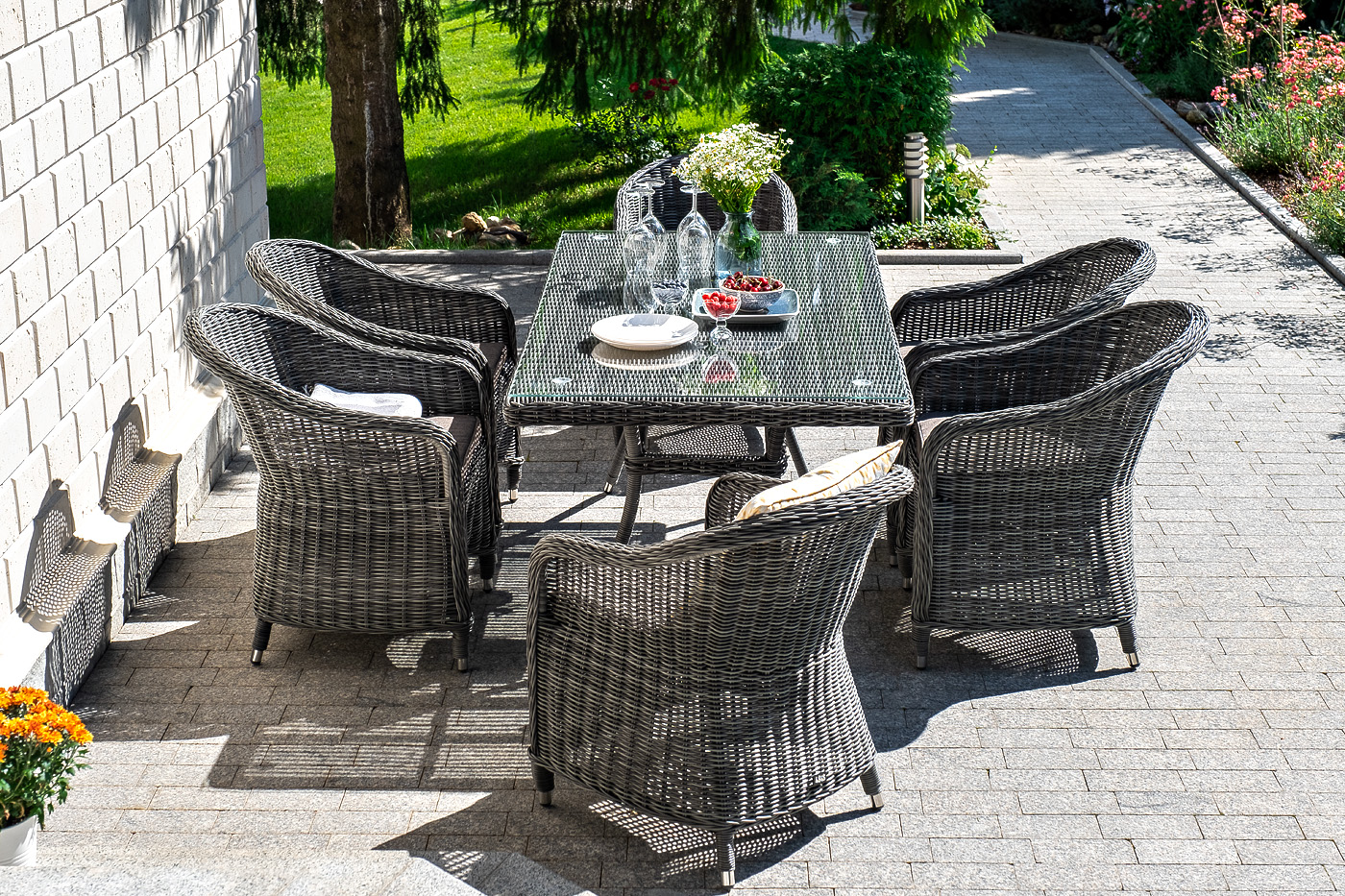 фото "равенна" плетеное кресло из искусственного ротанга, цвет графит