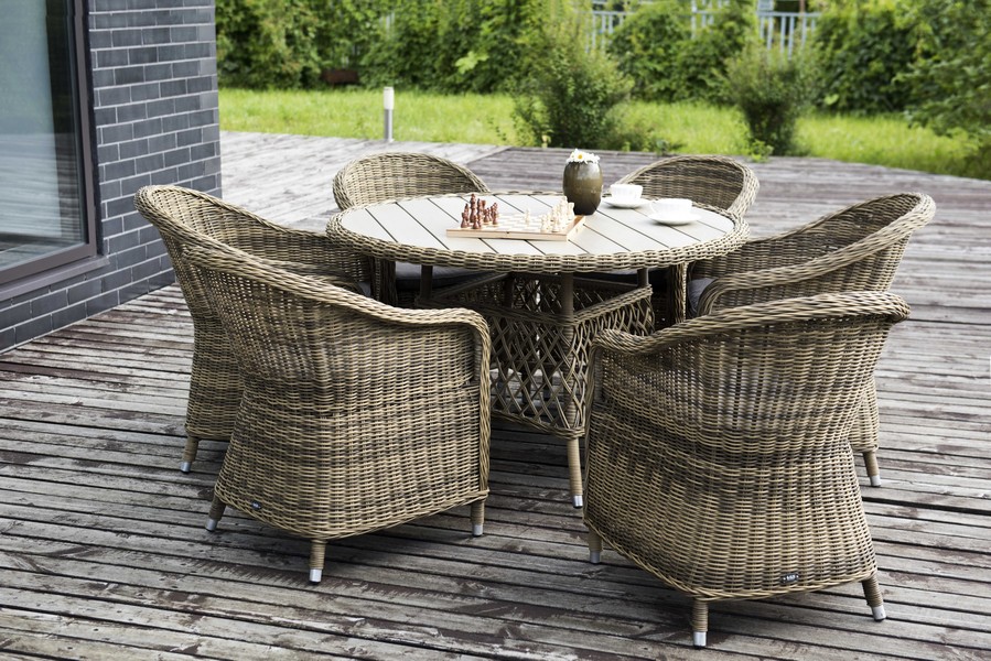 фото "равенна" плетеное кресло из искусственного ротанга, цвет соломенный