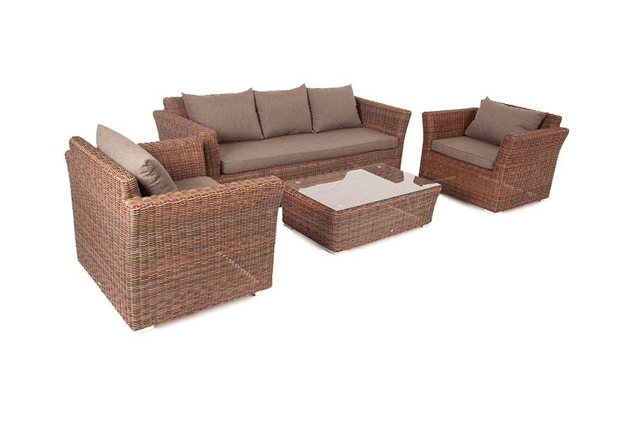 фото "капучино" лаунж-зона из искусственного ротанга, цвет коричневый