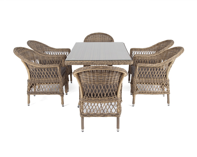 фото "амароне" обеденная группа из искусственного ротанга на 6 персон, цвет соломенный