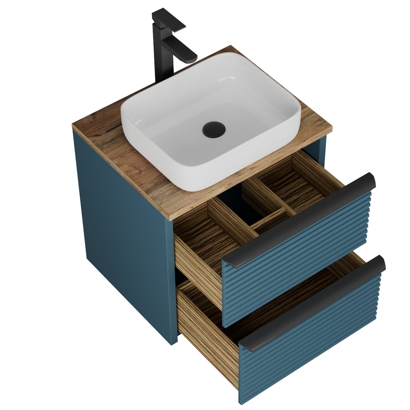 фото тумба с 2 ящ. torno 65 с накладной раковиной, сине-зеленый матовый