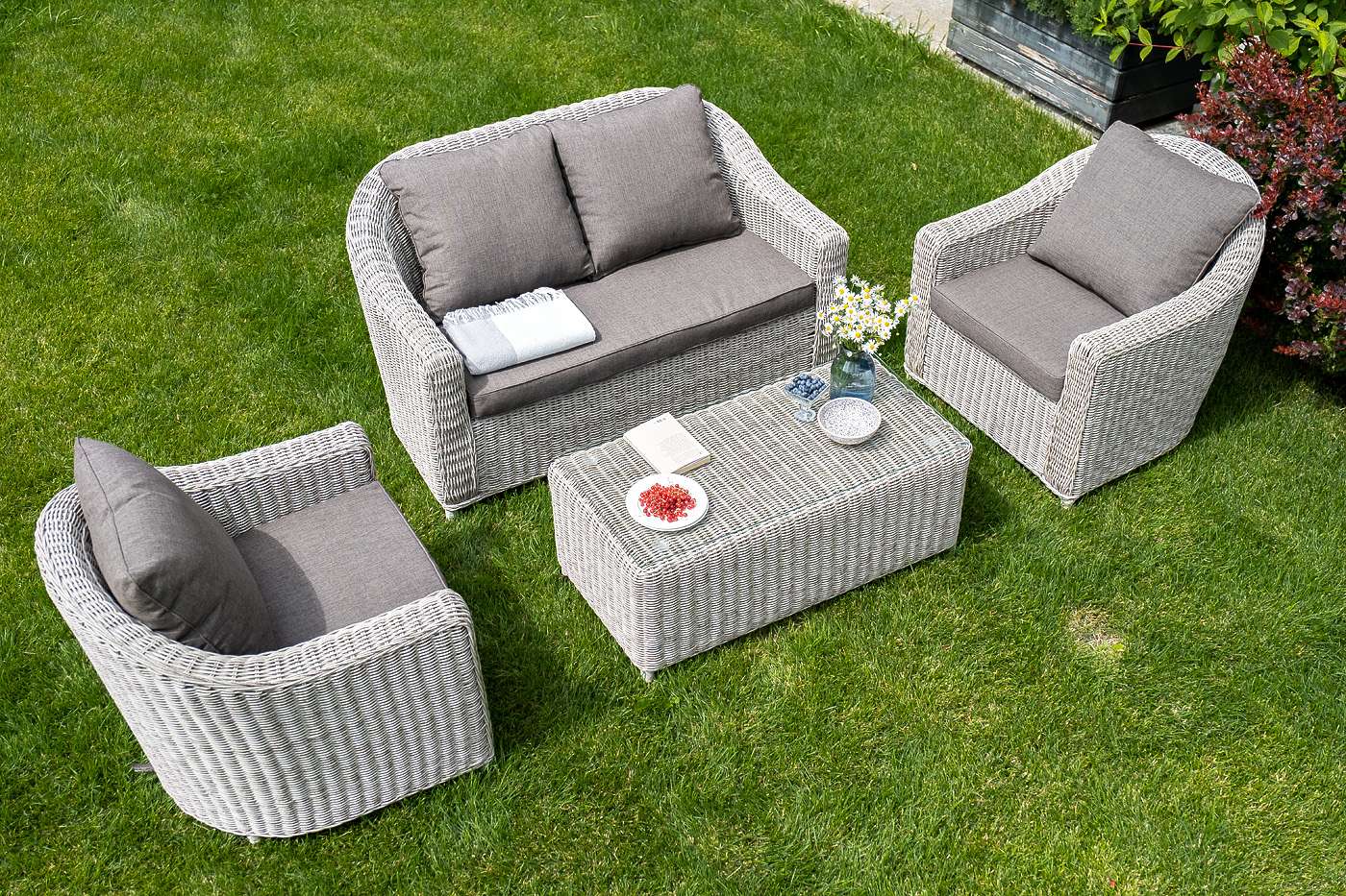 фото "кон панна" лаунж-зона из искусственного ротанга, цвет бежевый