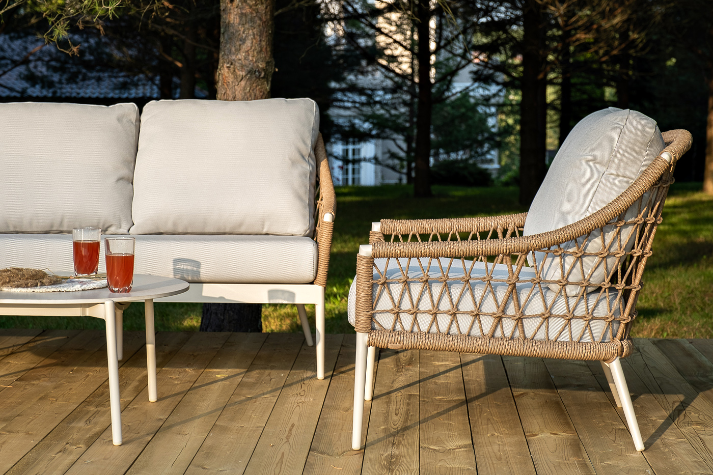 фото "венеция" лаунж-зона из искусственного ротанга, цвет соломенный (к)