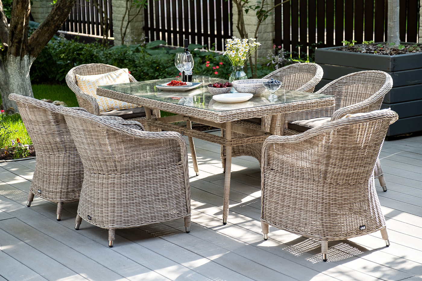 фото "эспрессо" обеденная группа плетеная, цвет бежевый