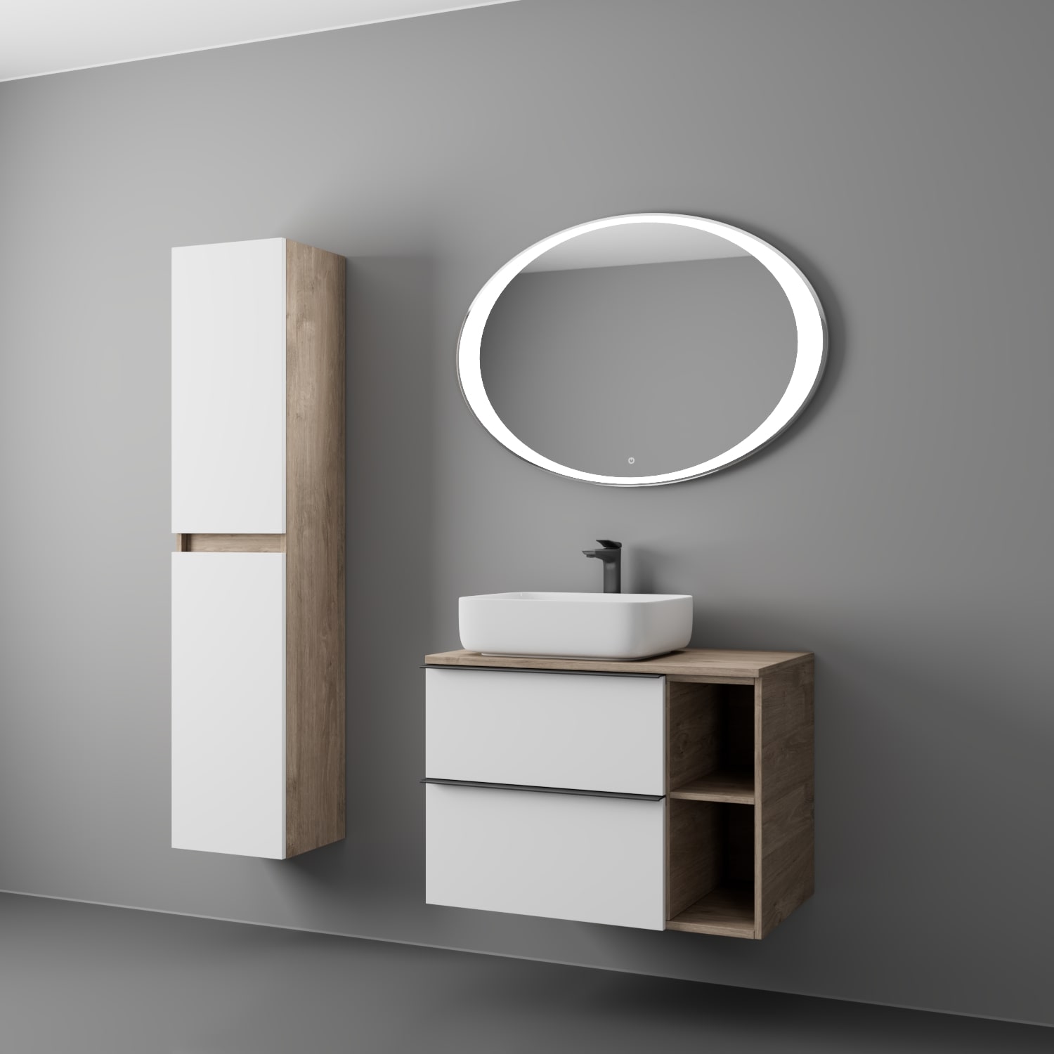 фото тумба sangro 80 с раковиной, белый матовый