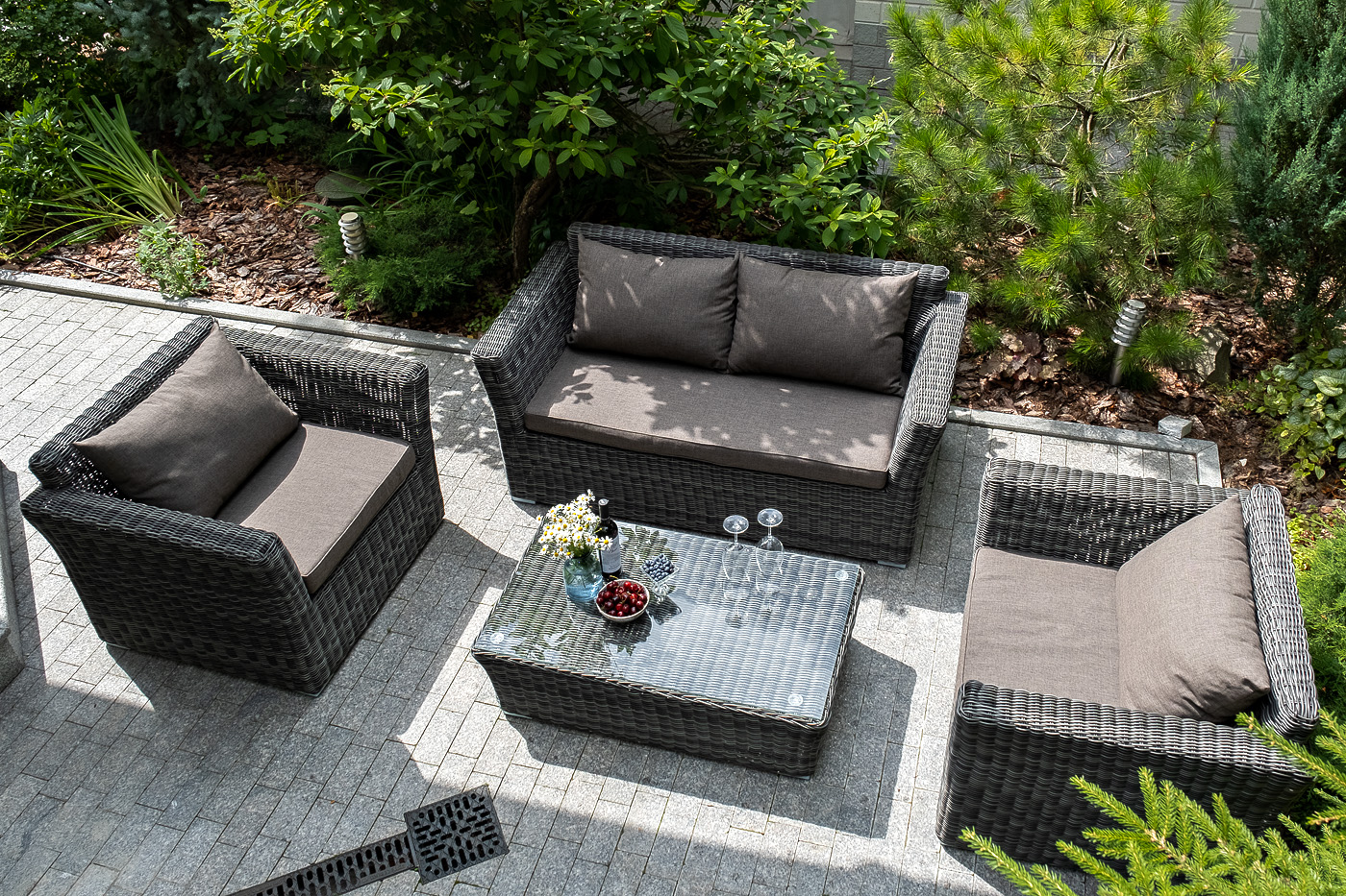 фото "капучино" кресло из искусственного ротанга, цвет графит