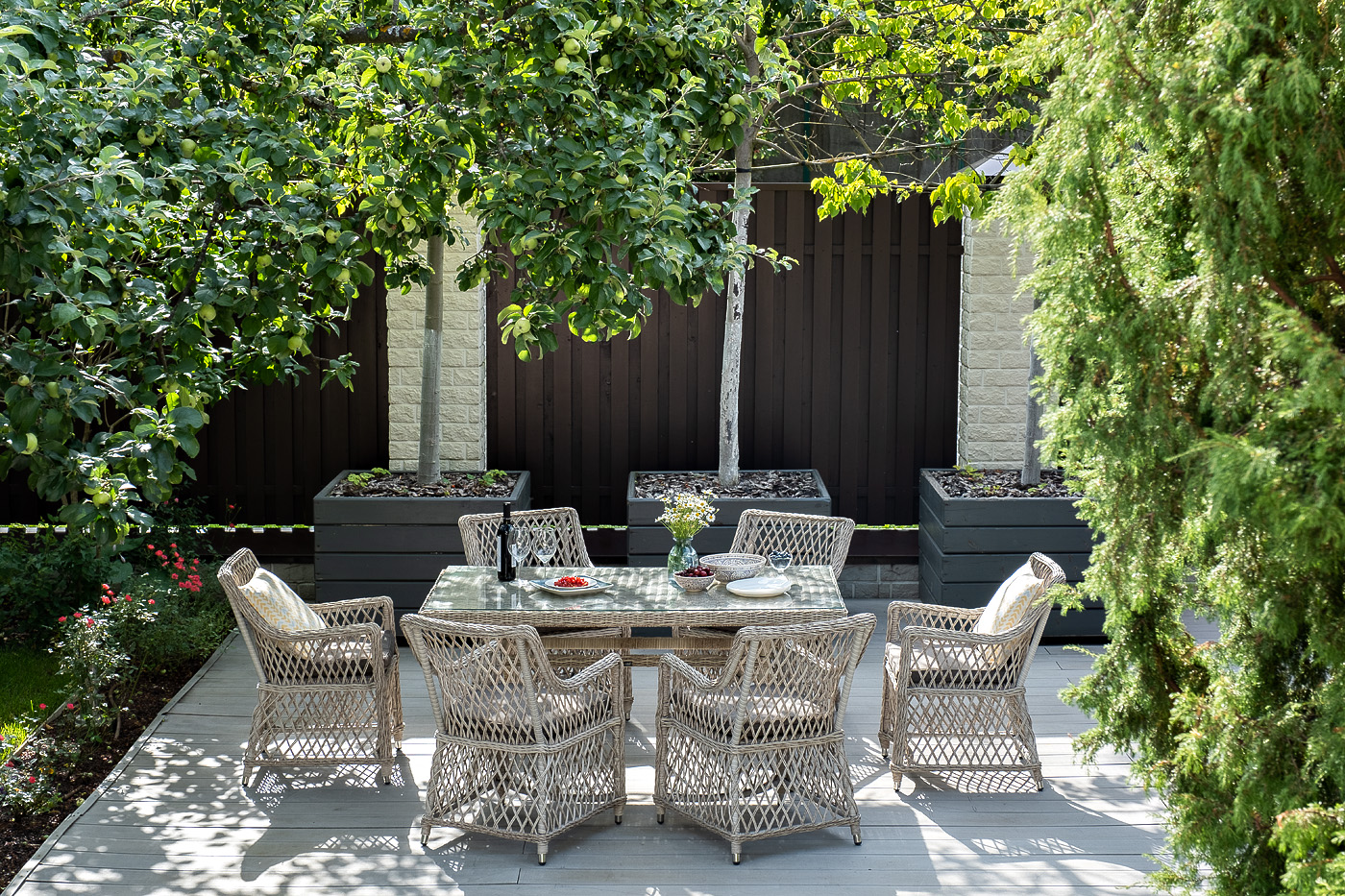 фото "латте" обеденная группа плетеная, цвет бежевый