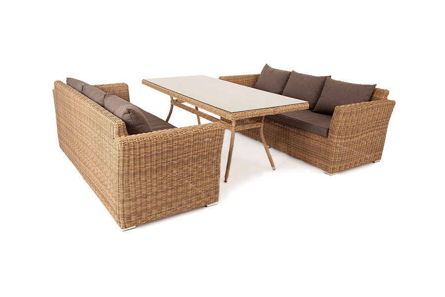 фото "мокко дабл" обеденная группа из искусственного ротанга, цвет соломенный