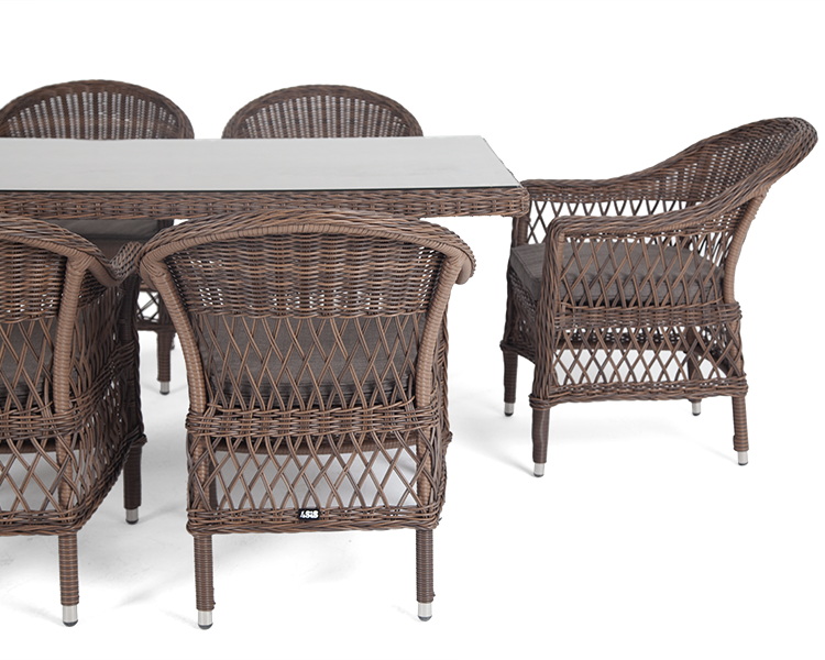 фото "амароне" обеденная группа из искусственного ротанга на 6 персон, цвет коричневый