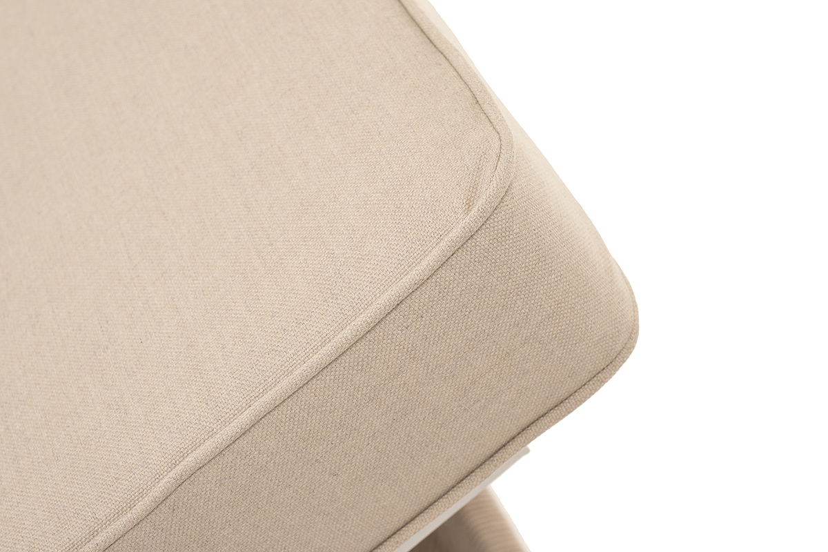 фото "ривьера" шезлонг плетеный из роупа, каркас алюминий белый муар, роуп бежевый круглый, ткань бежевая 052