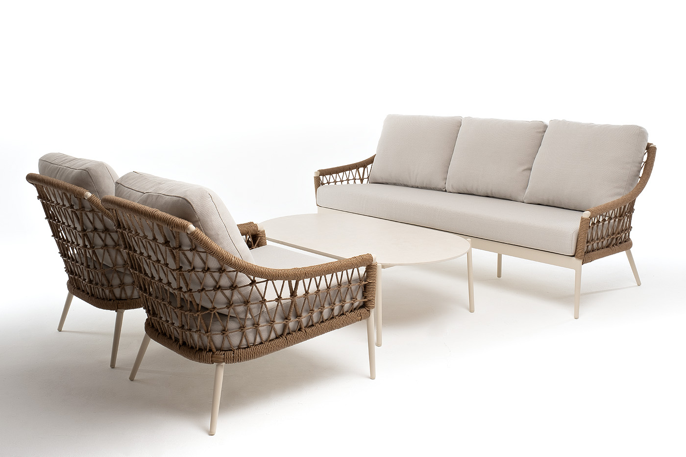 фото "венеция" лаунж-зона из искусственного ротанга, цвет соломенный (к)