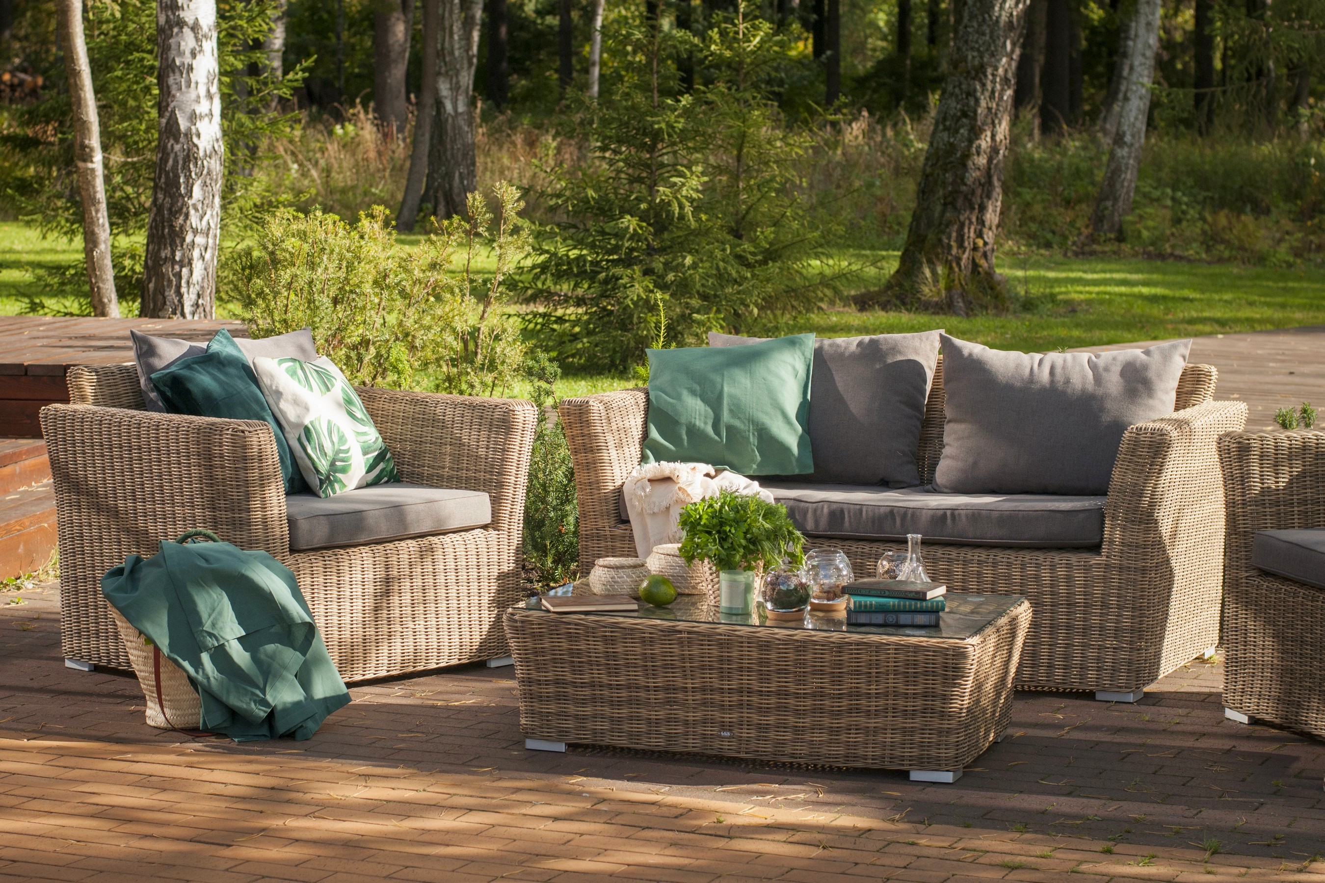 фото "капучино" диван из искусственного ротанга двухместный, цвет соломенный