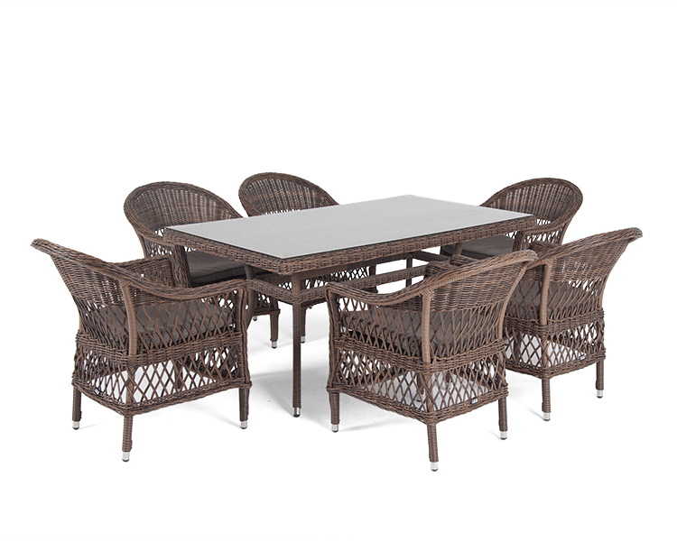 фото "амароне" обеденная группа из искусственного ротанга на 6 персон, цвет коричневый