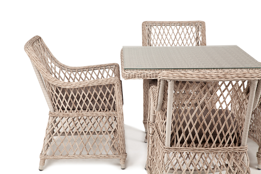 фото "айриш" обеденная группа плетеная на 4 персоны, цвет бежевый