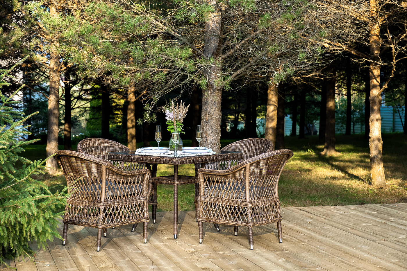 фото "сицилия" обеденная группа плетеная, цвет коричневый