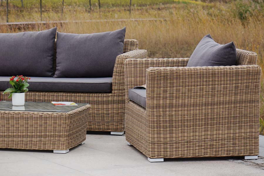 фото "капучино сингл" лаунж-зона из искусственного ротанга, цвет соломенный