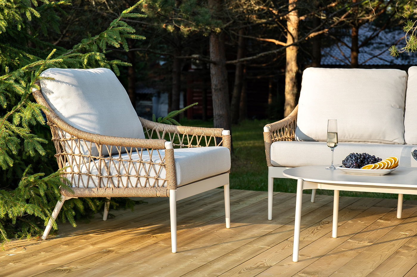 фото "венеция" лаунж-зона из искусственного ротанга, цвет соломенный (к)