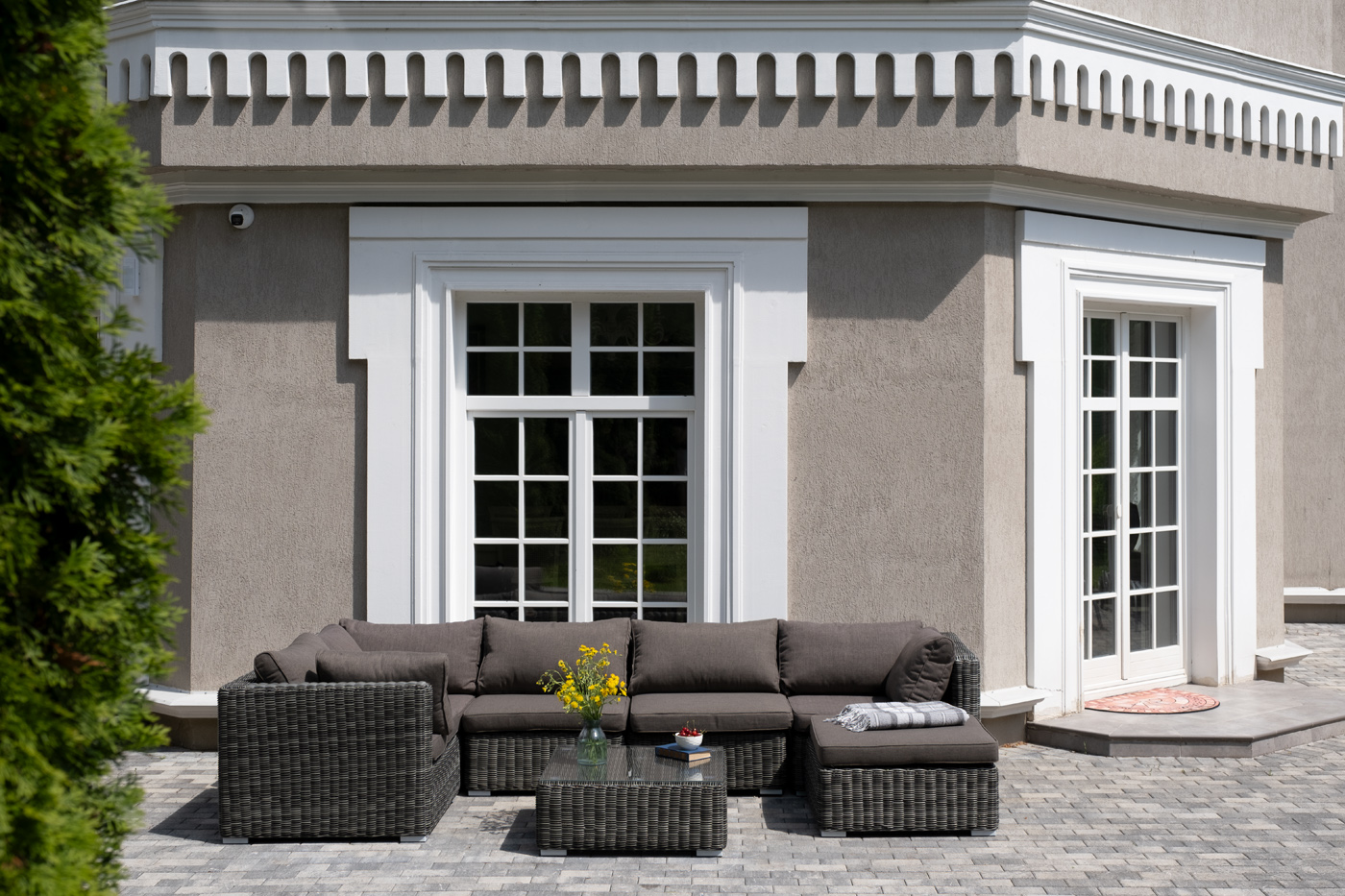 фото "лунго" трансформирующаяся лаунж-зона из искусственного ротанга, цвет графит