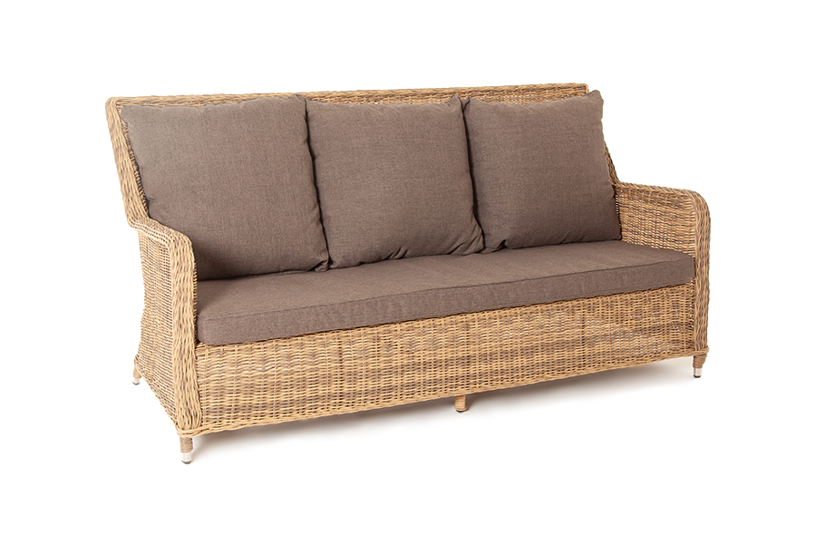 фото "гляссе" диван трехместный из искусственного ротанга, цвет соломенный