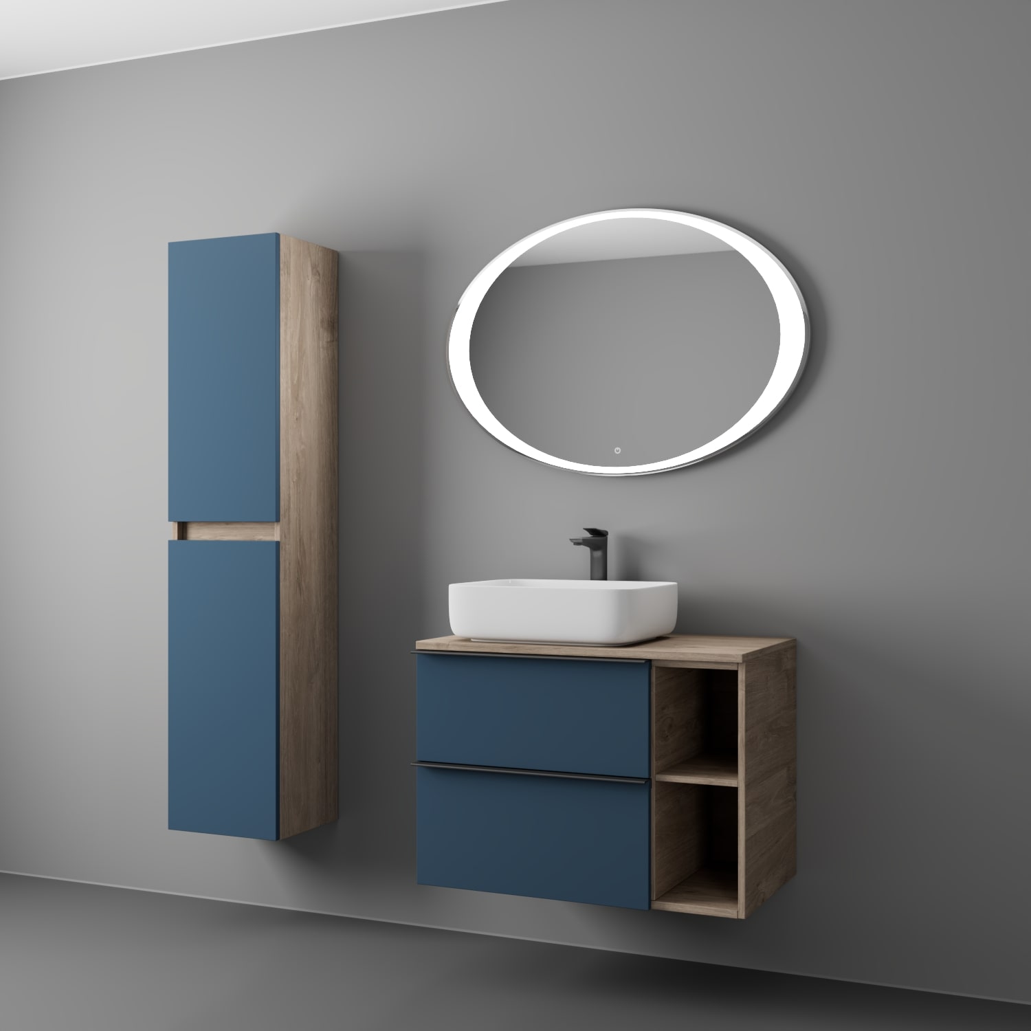 фото тумба sangro 80 с раковиной, индиго