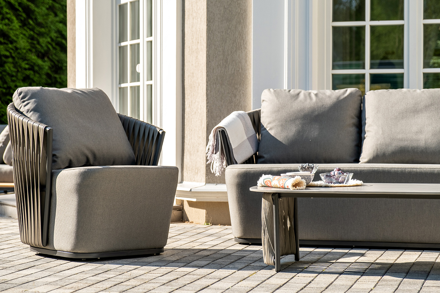 фото "флоренция" лаунж-зона из искусственного ротанга, цвет графит