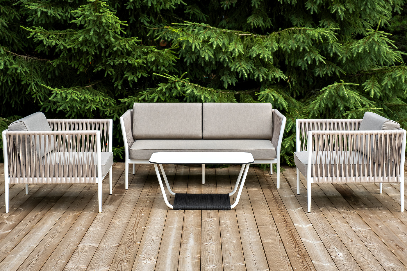 "Касабланка" лаунж-зона плетеная из роупа 4-местная, цвет серо-коричневый фото "касабланка" лаунж-зона плетеная из роупа 4-местная, цвет серо-коричневый