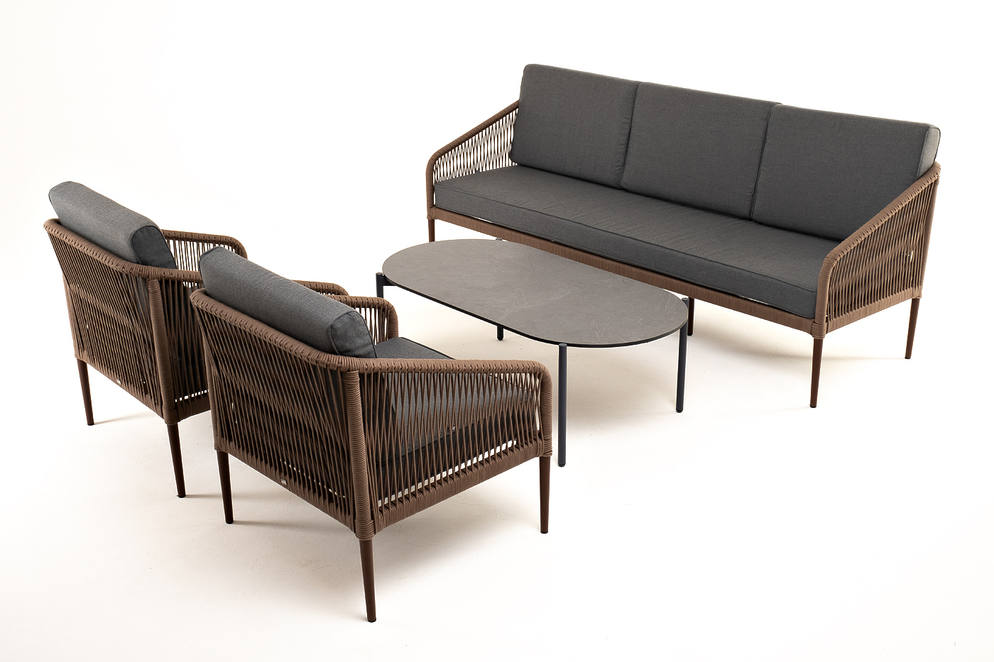 фото "канны" лаунж-зона 5-местная плетеная из роупа (веревки), роуп коричневый