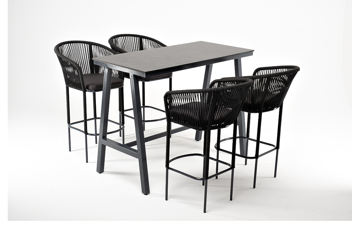фото "рио" барный комплект на 4 персоны, стол hpl "серый гранит", цвет темно-серый