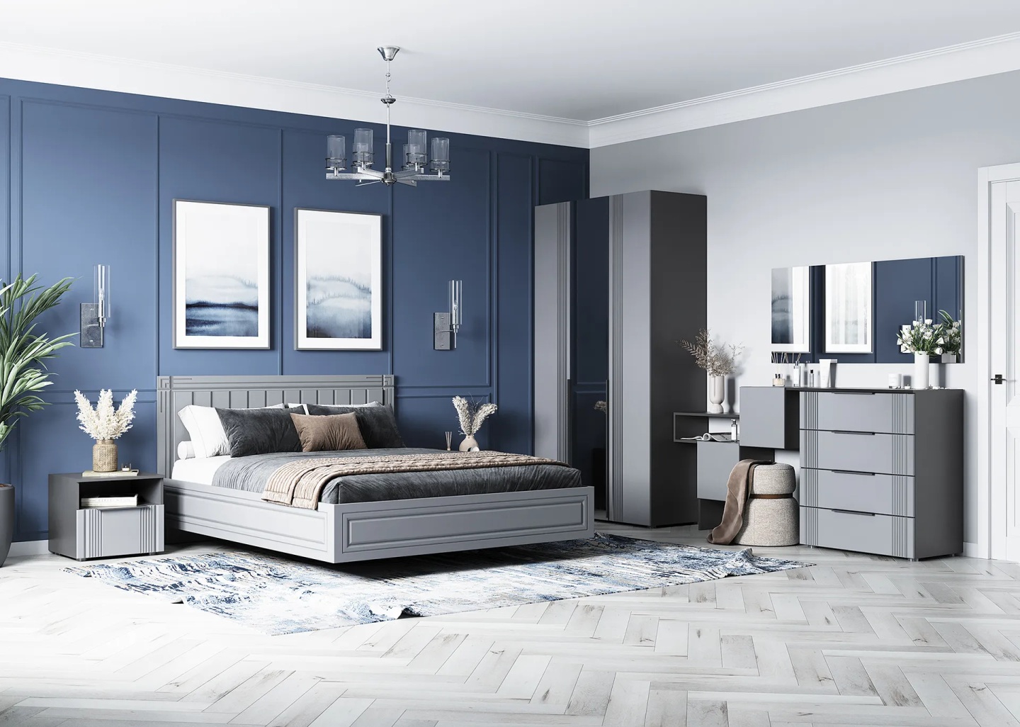 Шкаф 4-ств. с с зеркалом Вита 