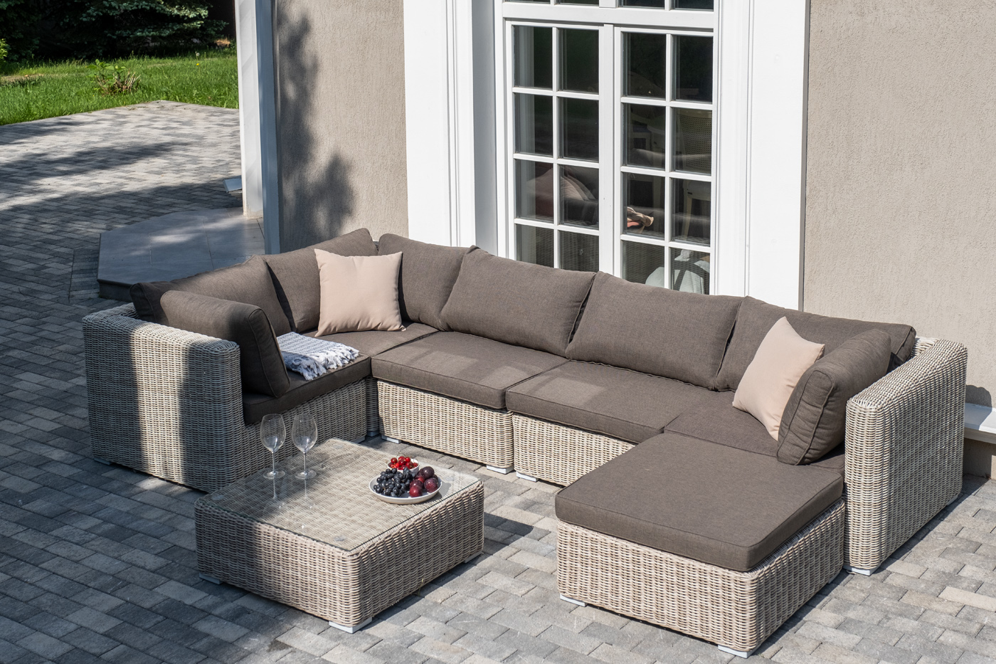 "Лунго" трансформирующаяся лаунж-зона из искусственного ротанга, цвет бежевый фото "лунго" трансформирующаяся лаунж-зона из искусственного ротанга, цвет бежевый