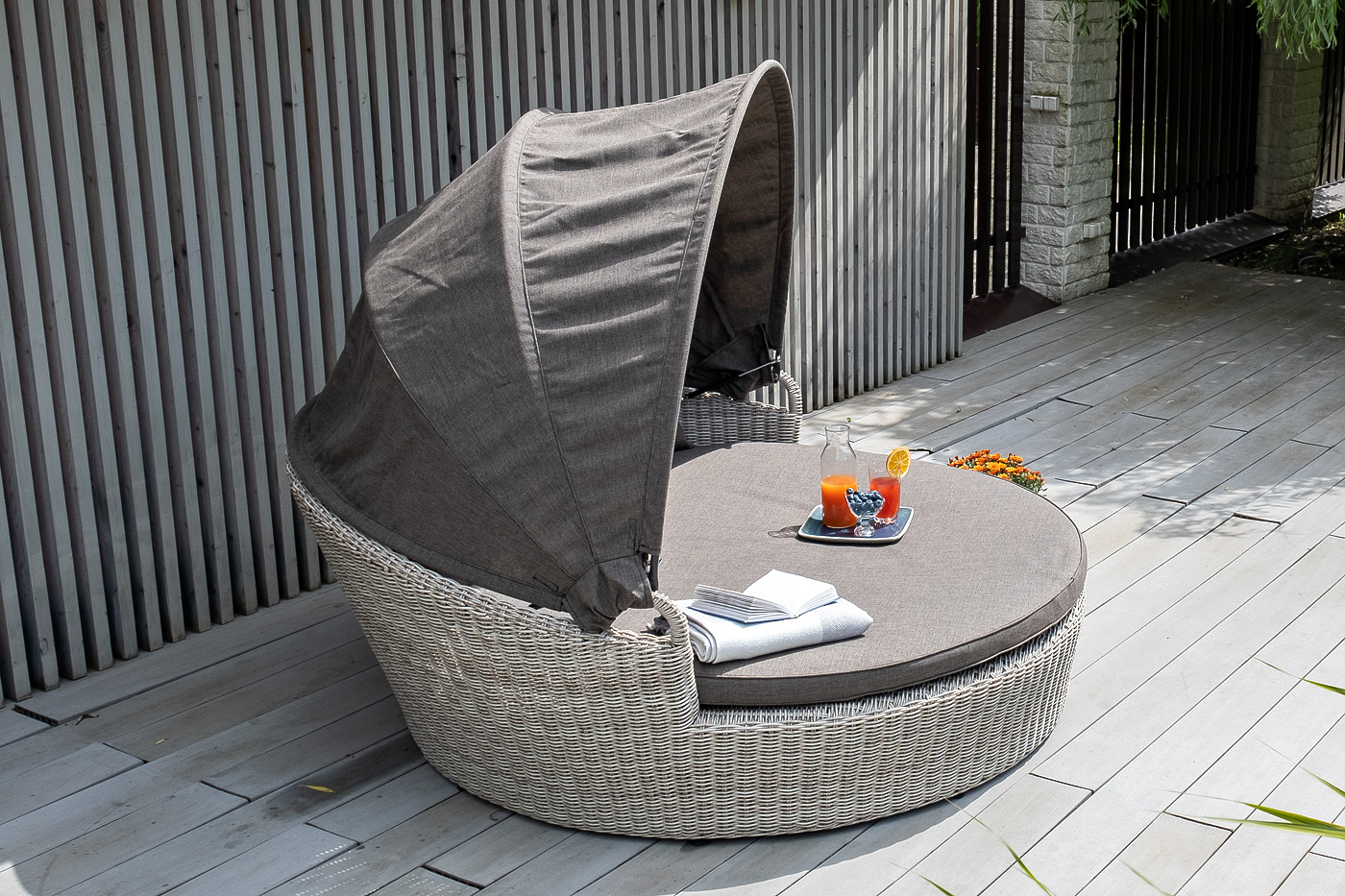 фото "стильяно" плетеная кровать круглая, цвет бежевый