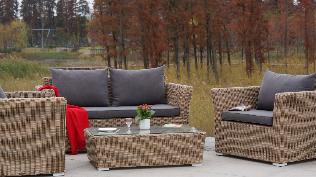 фото "капучино" диван из искусственного ротанга двухместный, цвет соломенный