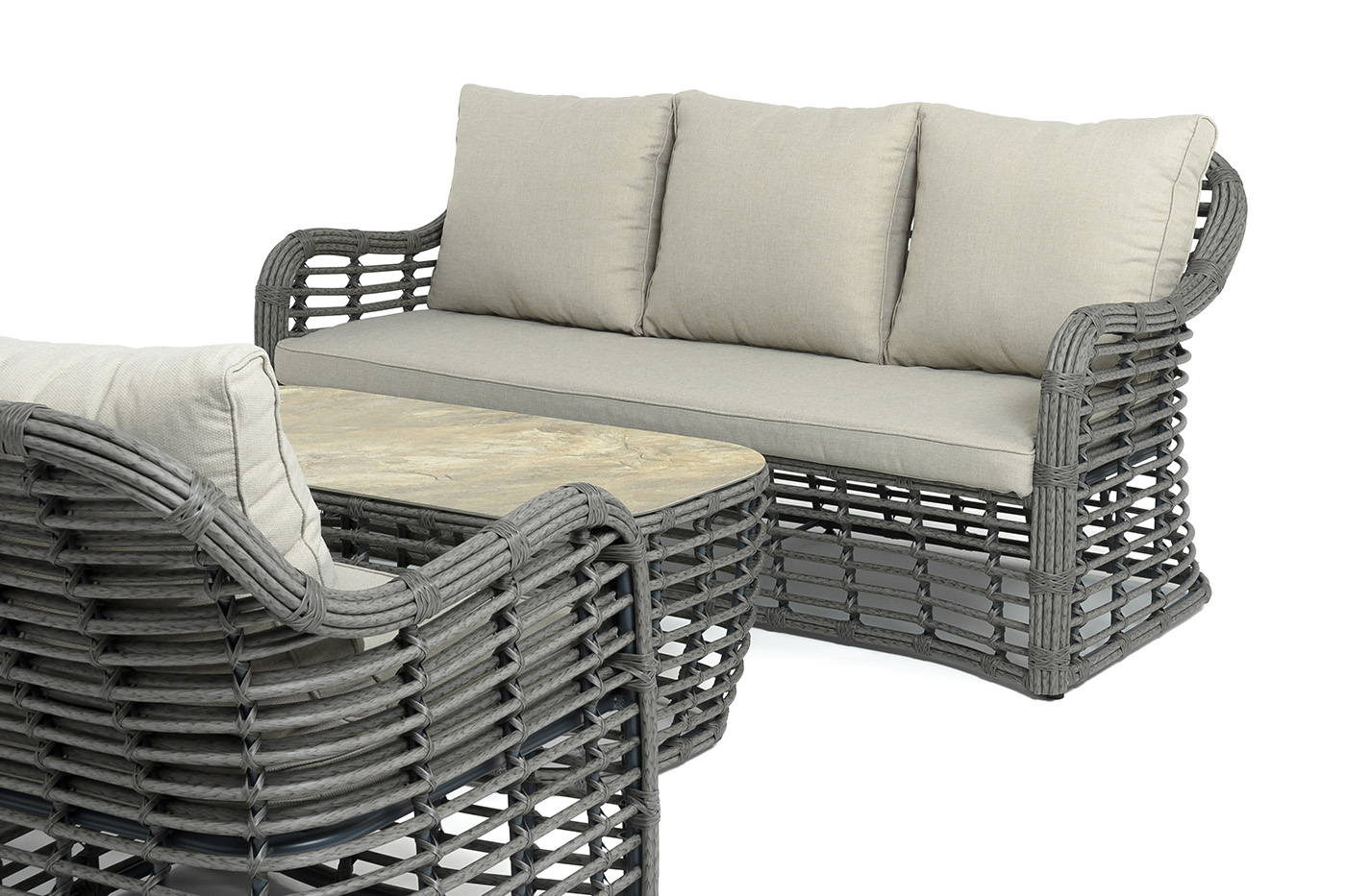 фото "ницца" лаунж-зона из искусственного ротанга, цвет бронзовый