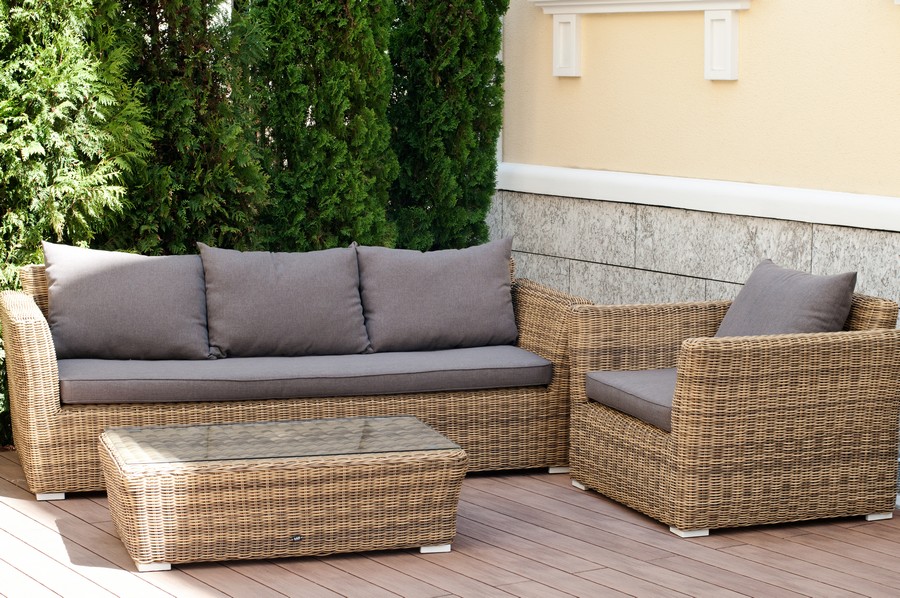 фото "капучино" журнальный столик из искусственного ротанга, цвет соломенный