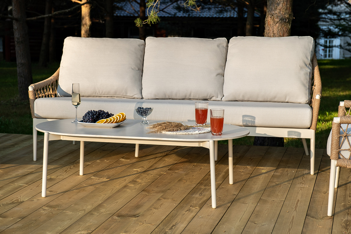 фото "венеция" лаунж-зона из искусственного ротанга, цвет соломенный (к)