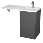 Тумба с 2 ящ. Torre 45 под стиральную машину с раковиной, графит матовый 