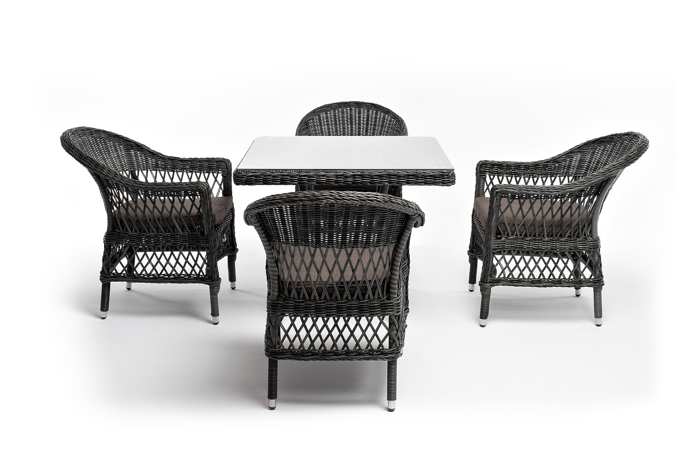 фото "сицилия" обеденная группа плетеная, цвет графит