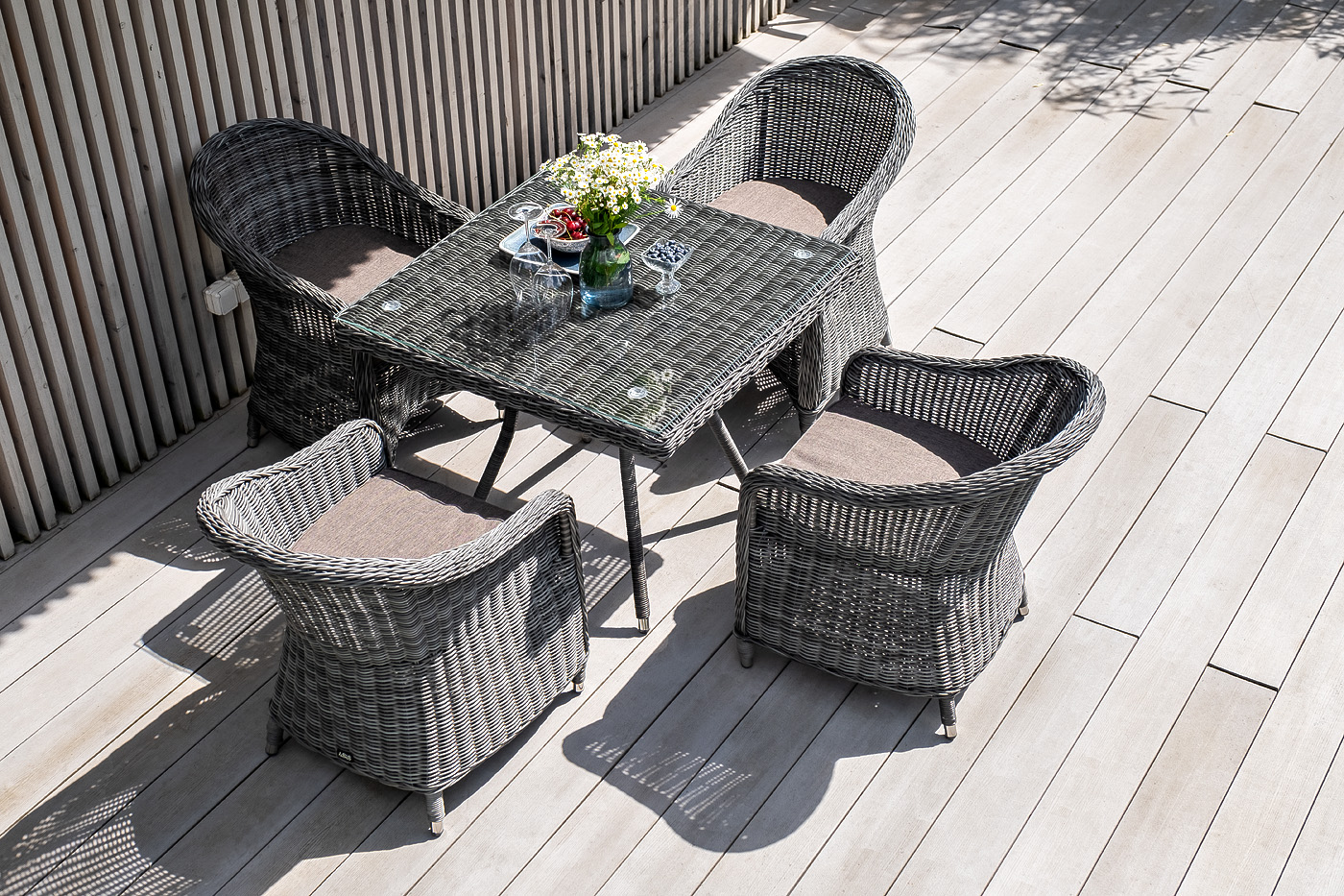фото "фредо" обеденная группа плетеная, цвет графит