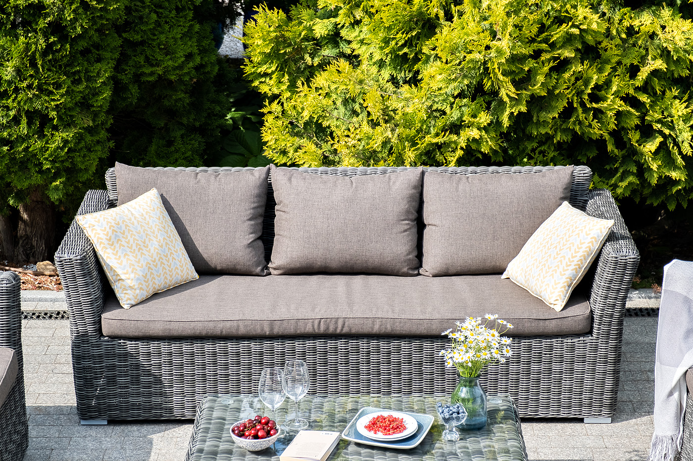 фото "капучино" диван из искусственного ротанга трехместный, цвет графит