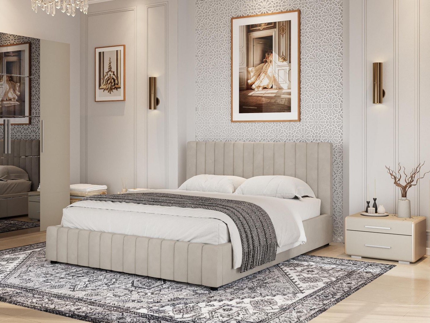 Кровать двуспальная Нельсон (Полоса) 