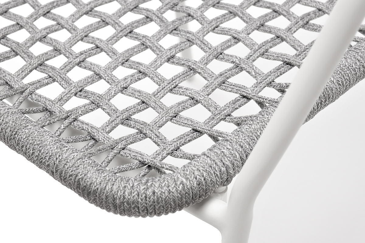 фото "тунис" стул плетеный из роупа, каркас алюминий белый, роуп светло-серый