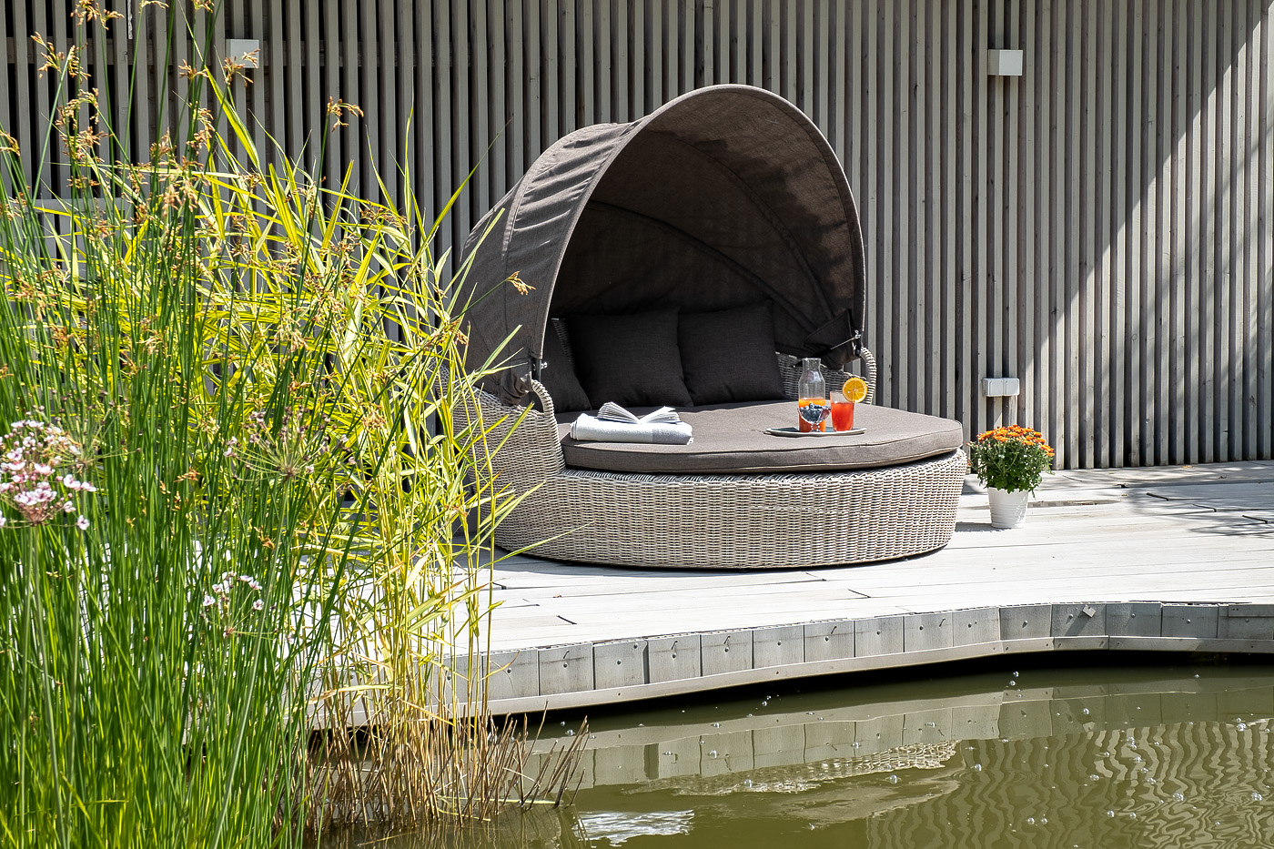 фото "стильяно" плетеная кровать круглая, цвет бежевый