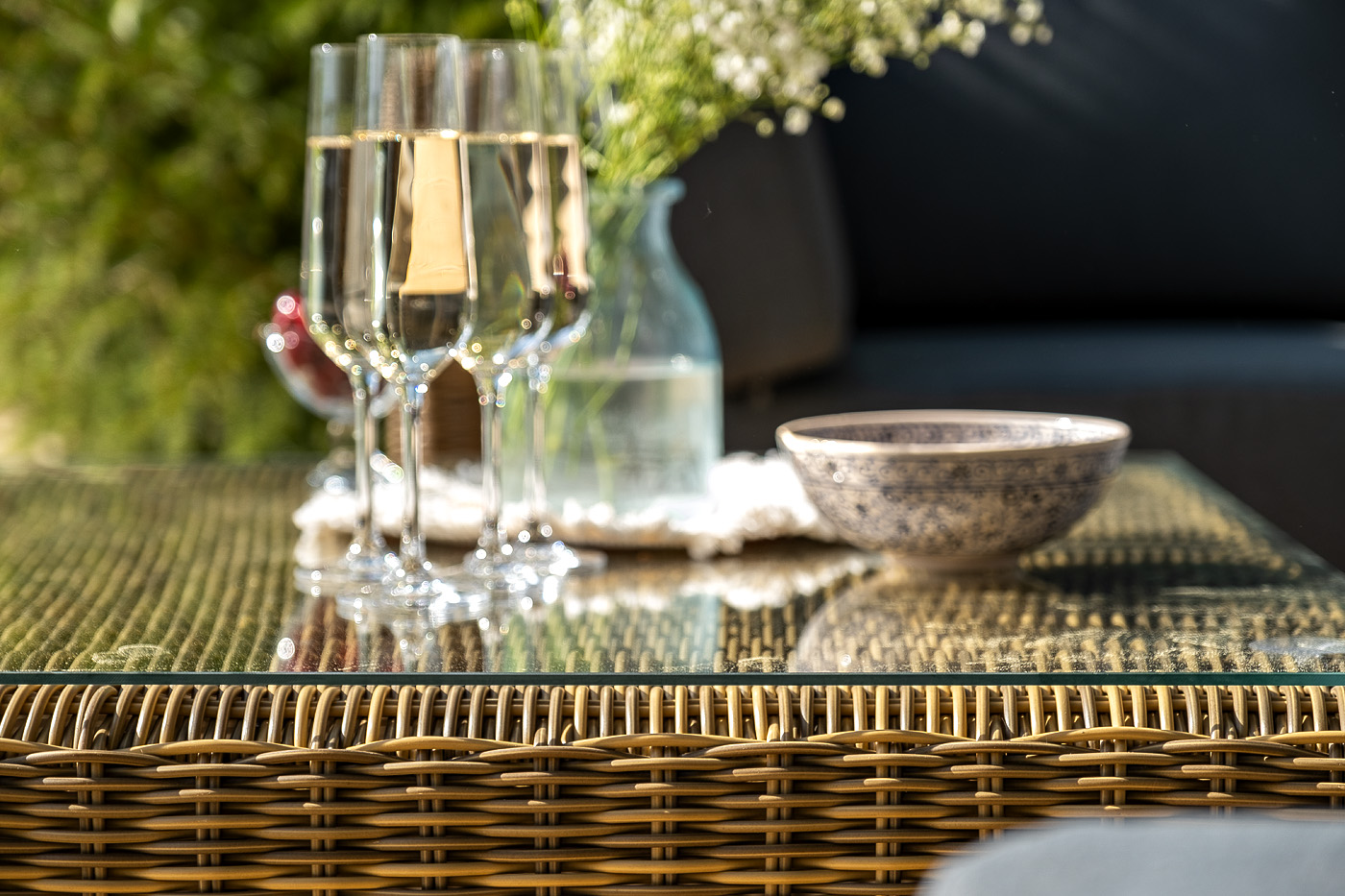 фото "капри" трансформирующаяся лаунж-зона из искусственного ротанга, цвет соломенный