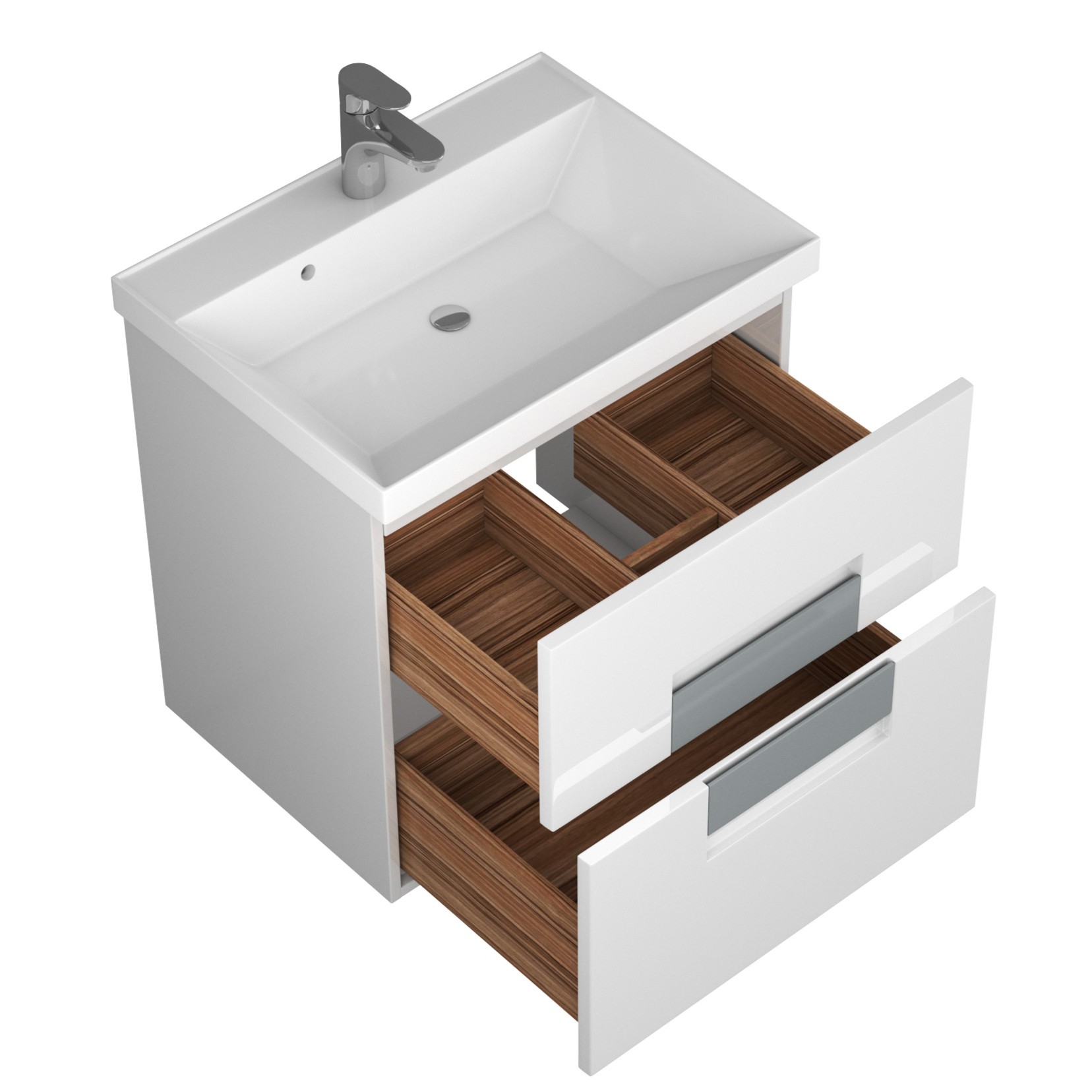 фото тумба с 2 ящ. vetro 60 с раковиной, белая