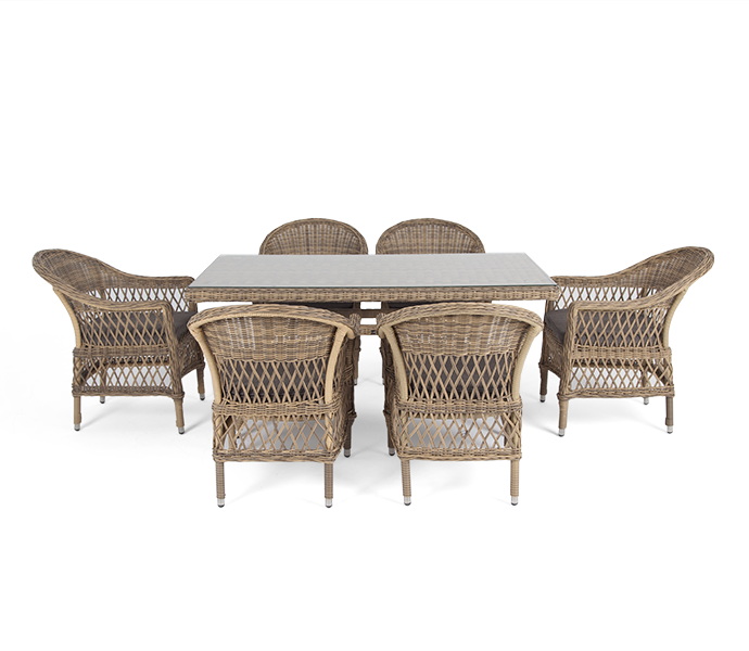 фото "амароне" обеденная группа из искусственного ротанга на 6 персон, цвет соломенный