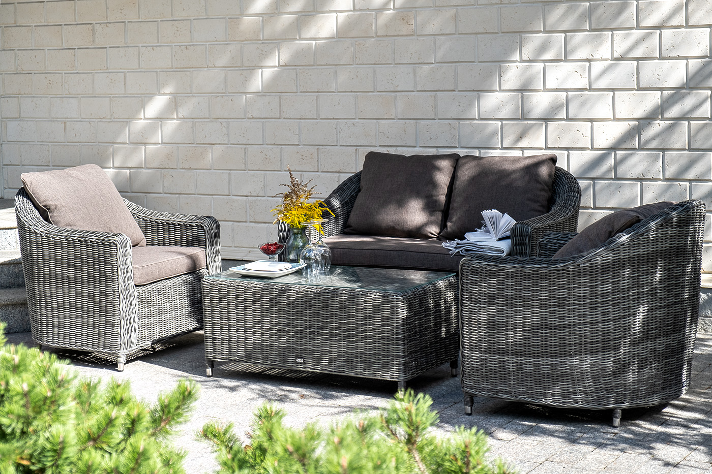 фото "кон панна" кресло из искусственного ротанга, цвет графит