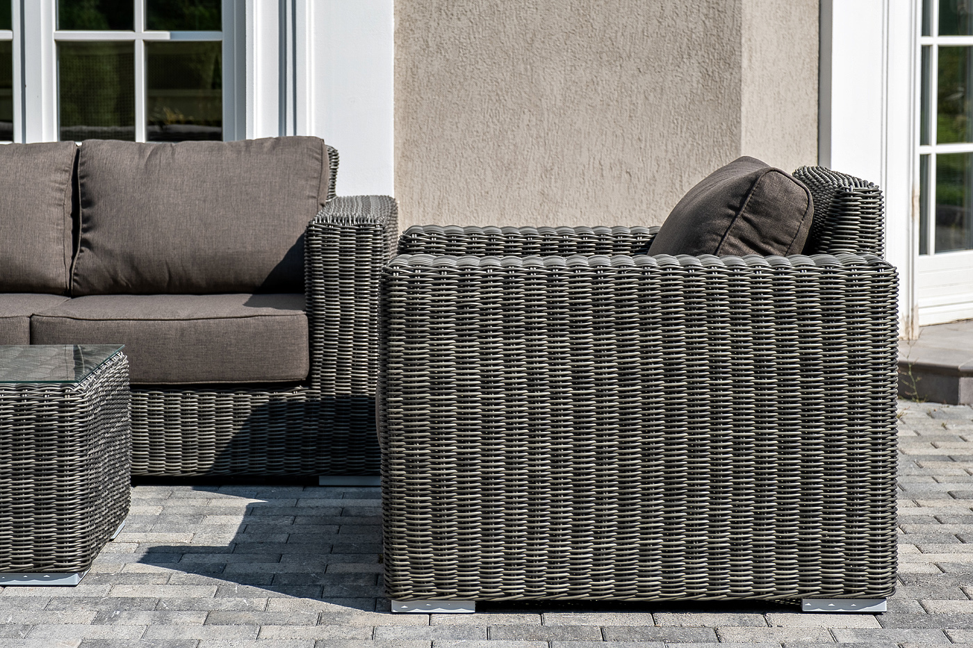 фото "боно" лаунж-зона из искусственного ротанга, цвет графит