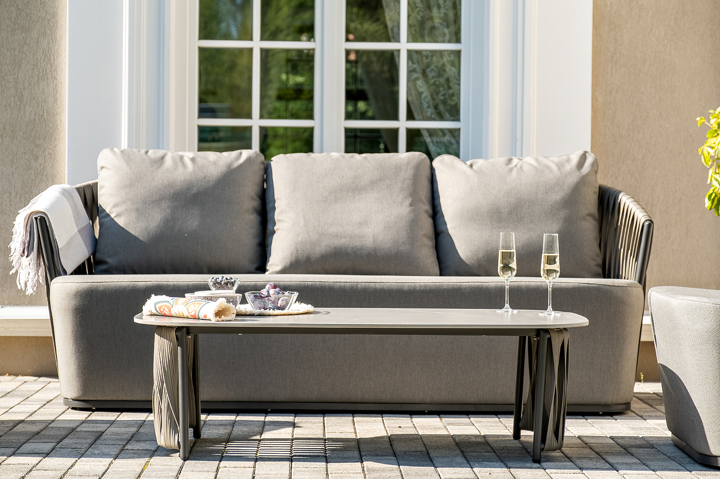 фото "флоренция" лаунж-зона из искусственного ротанга, цвет графит (к)